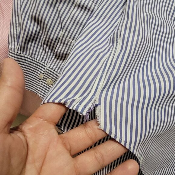 Lauren‎ Ralph Lauren Mens Non-Iron Striped Dress Shirt Blue/White 17 - Picture 4 of 6